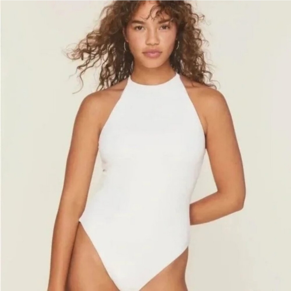 Andie Swim NWT The Asbury Rib One Piece Swimsuit in Coconut White
